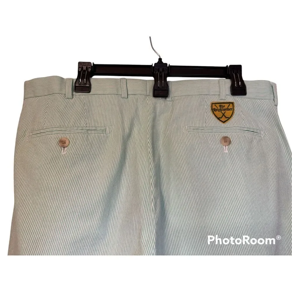 Peter Millar Men’s Seersucker Flat Front Shorts Sz. 36 Golf Summer